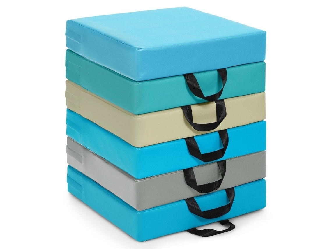 Conjunto de 6 Almofadas Infantis de Chão com Alça Azul Claro em Espuma Pu Atóxica, Leves e Empilháveis NORTHIX
