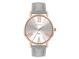 Relógio de Pulso Unissex com Pulseira Pu, Dial Redondo, Movimento de Quartzo (cinza)