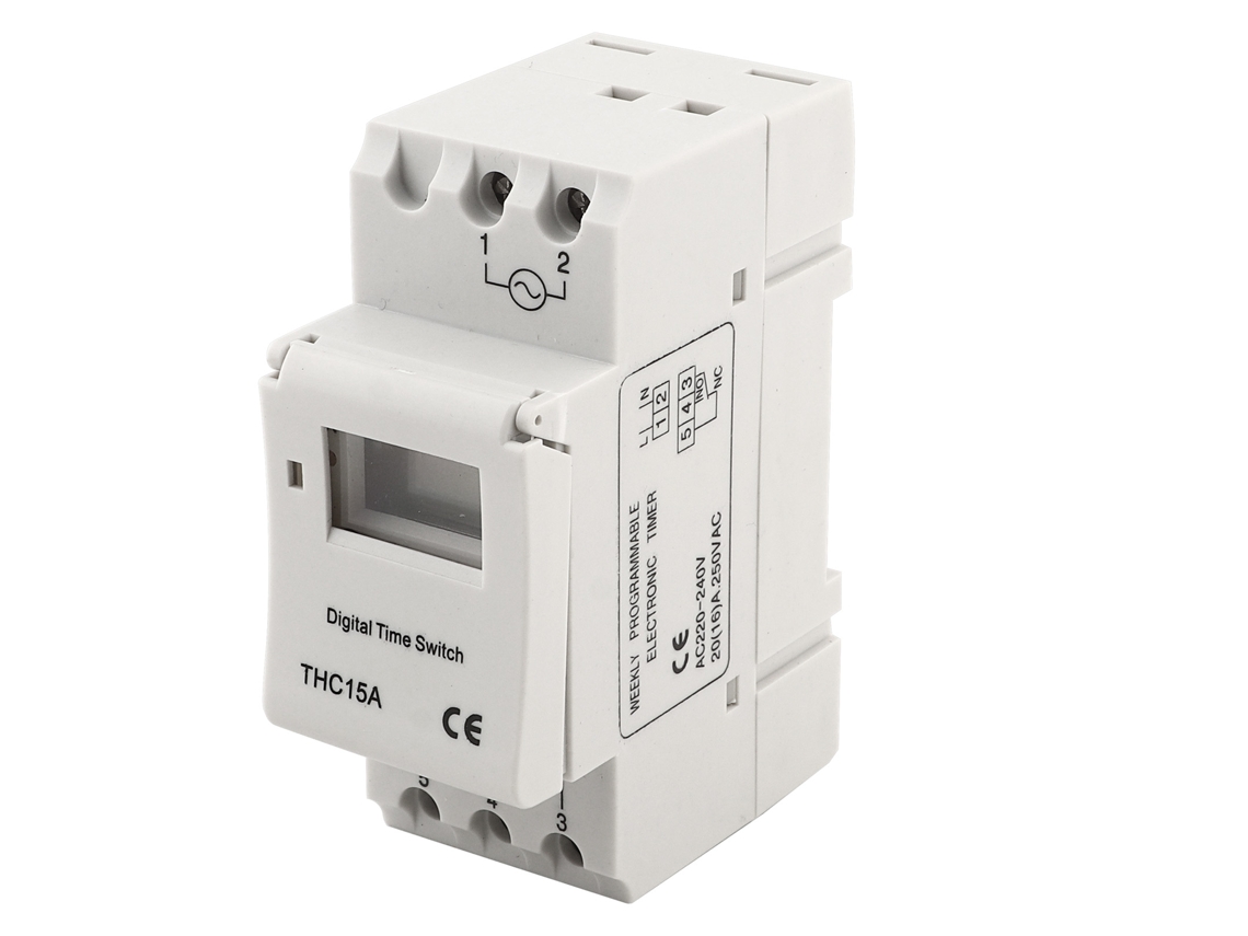 Interruptor Temporizador Digital Programável Thc15a 220 240vac 20a para Trilho Din | S/MARCA