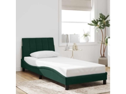 Vidaxl Estrutura De Cama Sem Colchão Hanko 90x200 Cm Veludo Verde-escuro