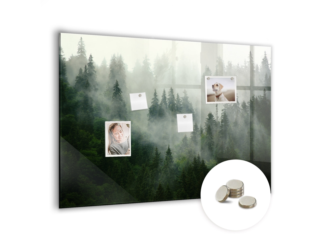 Quadro De Vidro Magnético Floresta Nebulosa Para A Sala De Estar Espelharte (100x70 Cm)
