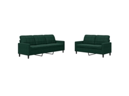 Maison Exclusive - 2 Pcs Conjunto De Sofás Com Almofadões Veludo Verde-escuro