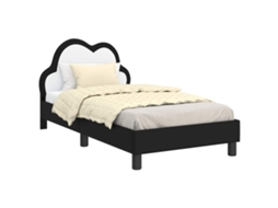Estrutura de Cama Infantil com Cabeceira Preto MAISON EXCLUSIVE (80x160 cm)