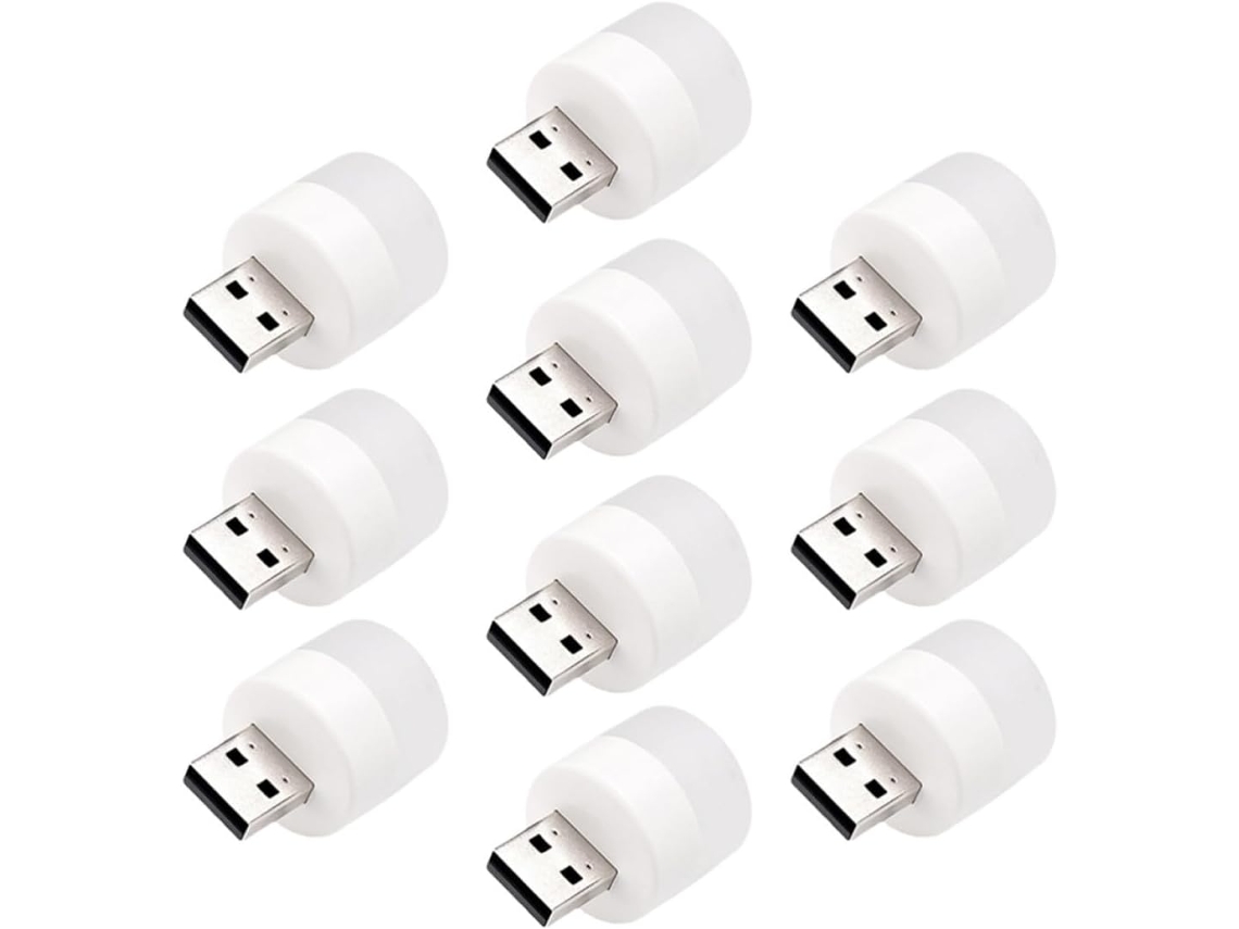 Luminária Noturna Usb Branca Em Pvc, Pacote Com 10 Unidades, Baixo