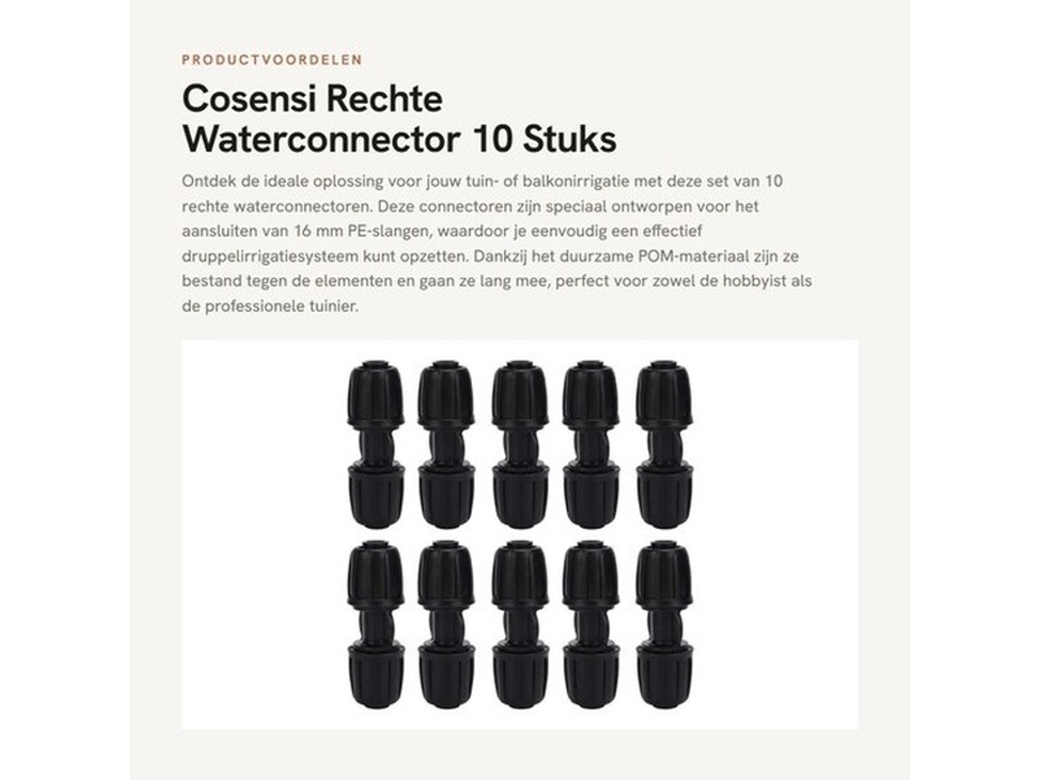 Conector De Água 10 Unidades - Conector Direito - Irrigação De Gotejamento Para Jardim - Ajuste Para Seringa De 16 Mm Pe - Compacto E Leve - Materiais