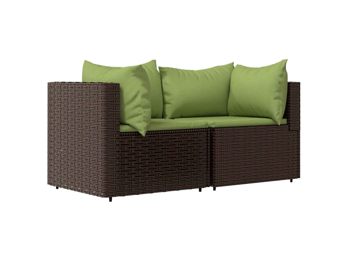 Maison Exclusive - Sofás De Canto Para Jardim Com Almofadões 2pcs Vime Pe Castanho