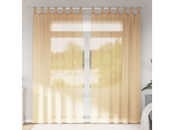 2 Pcs Cortinas De Voile Com Laços 2 Areia 140x245 Cm