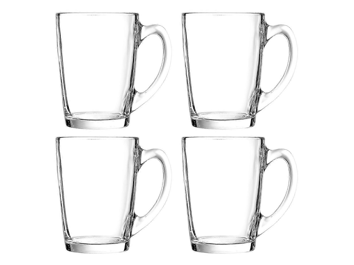 Caneca De Café De Vidro Temperado Formato Bala 320ml - Pacote Com 4