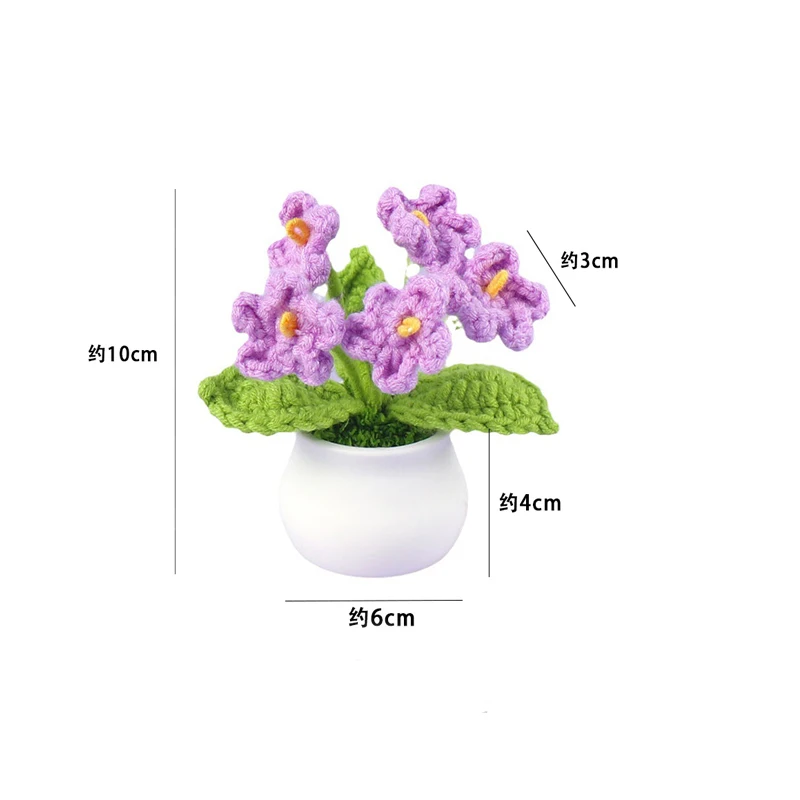 Vasos De Flores Criativos Tricotados, Mini Flores Artificiais, Plantas De Crochê Feitas À Mão