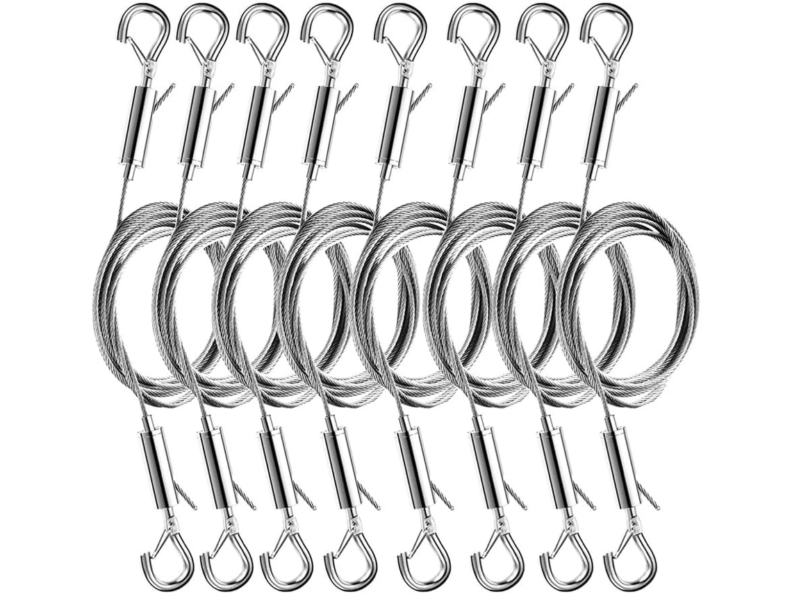 Kit Com 8 Peças De Fio Ajustável Para Pendurar Quadros E Espelhos, Fio De Aço Inoxidável Resistente 2 Metros