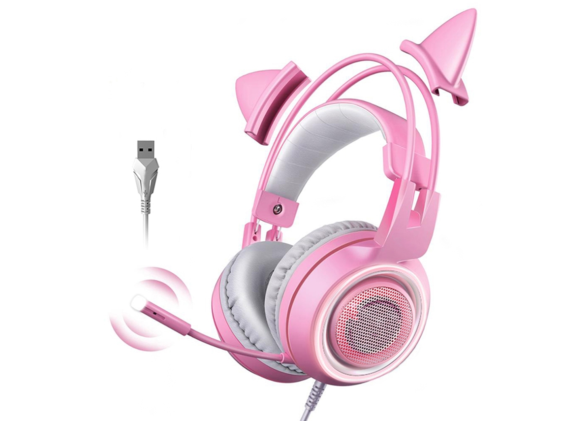 Fone De Ouvido Gamer (canal 7.1, Microfone Iluminado) Fones De Ouvido Com Fio Usb Supra-auriculares