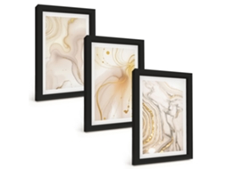 Composição De Quadros Padrões Abstratos Sutis Espelharte (3 Peças 20x30 Cm)