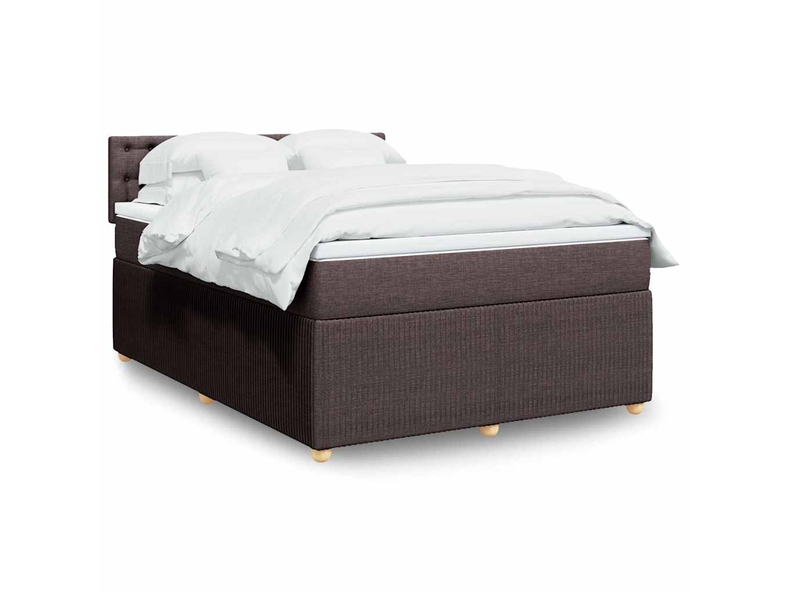 Vidaxl Cama Com Molas/colchão 160x200 Cm Tecido Castanho-escuro