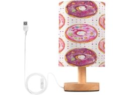 Abajur De Cabeceira Colorido Em Formato Donut Para Quarto, Com Carregamento Portas Usb C, Luminária De Mesa Cabeceira