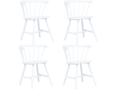 Conjunto 4 Cadeiras de Refeição  247366 Madeira de Seringueira Maciça Branco
