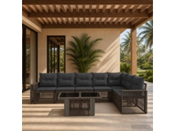 Vidaxl Conjunto De Sofá De Jardim 8 Unid. Cinza E Cinza Escuro Vime Pe