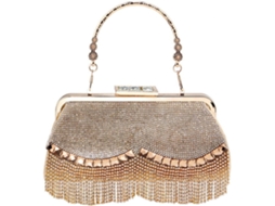 Conjunto Elegante Para Banquetes Feminino Em Poliéster Com Strass, Clutch De Noite Prática E Chique.