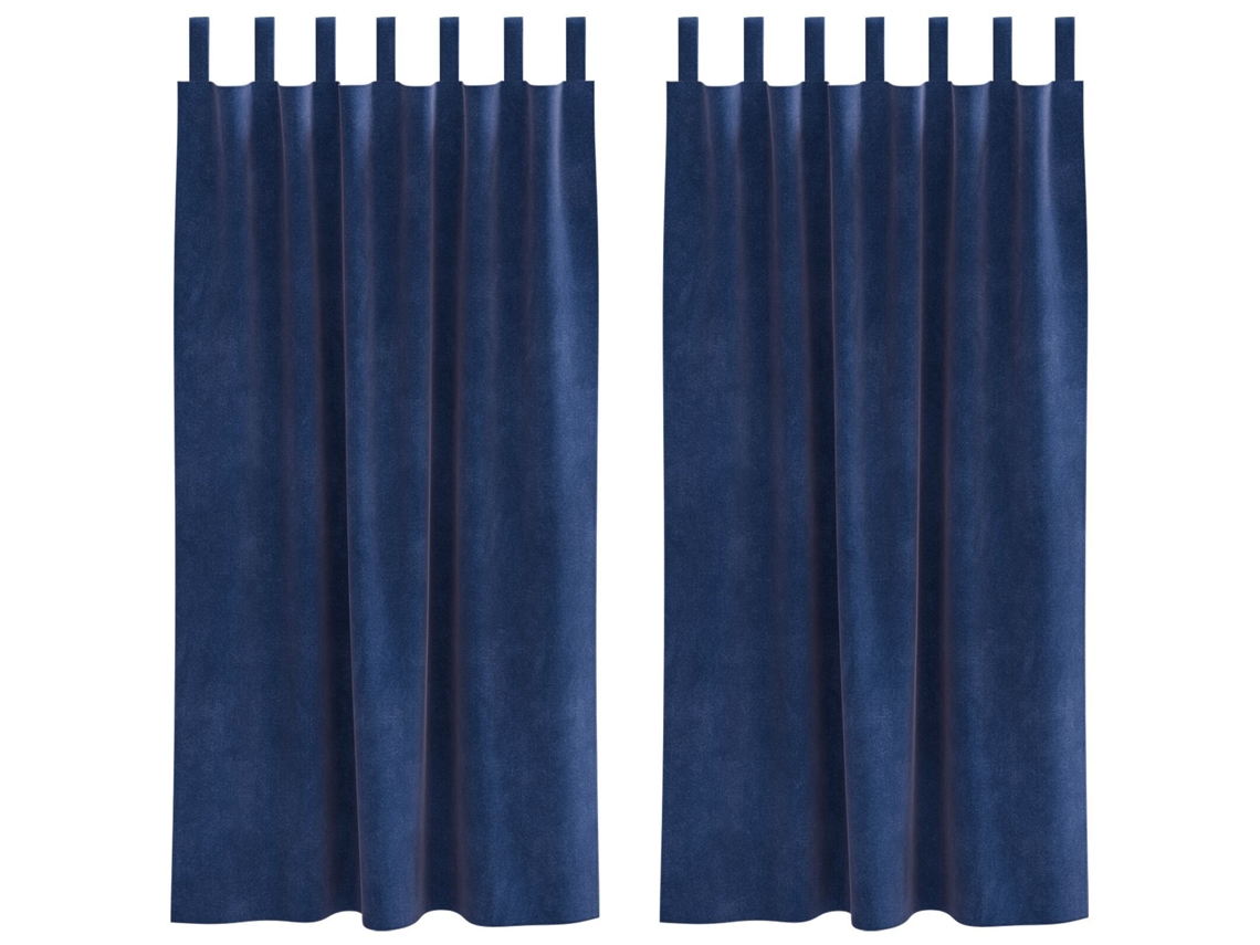Conjunto 2 Cortinas Opacas Vidaxl Azul Veludo (140 X 175 Cm)