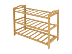 Sapateira de bambu com 3 compartimentos para neve, capacidade para 9 pares de sapatos.