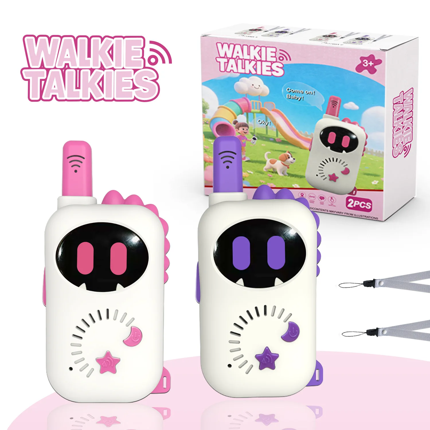 Comunicador Infantil Com Estampa De Dinossauro Rosa E Roxo (pacote Com 2)