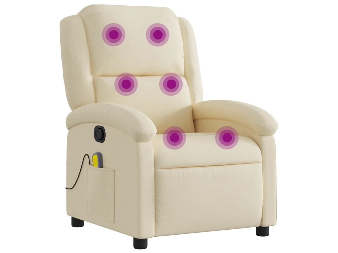 Massage Recliner Chair, Massage Recliner Chairs Vidaxl Creme Tecido