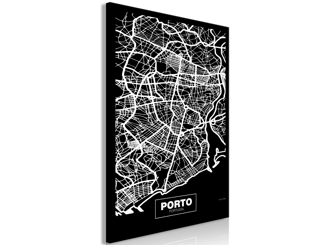 Quadro ARTGEIST Negative Map: Porto (1 Part) Vertical (80x120)