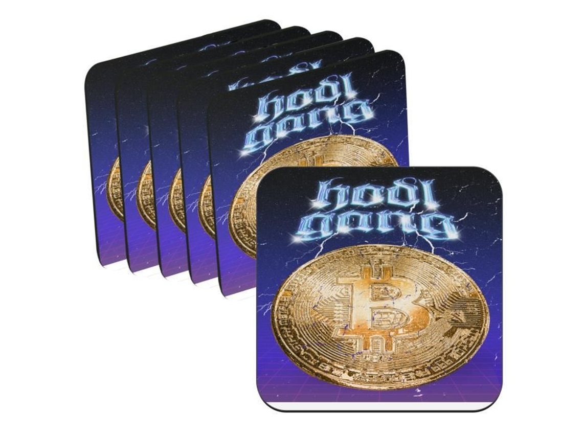 Cork Coasters Conjunto de 6 Gangue Hodl Criptomoeda Negociação Blockchain Finanças Negócios Bitcoin Humor Meme FABULOUS