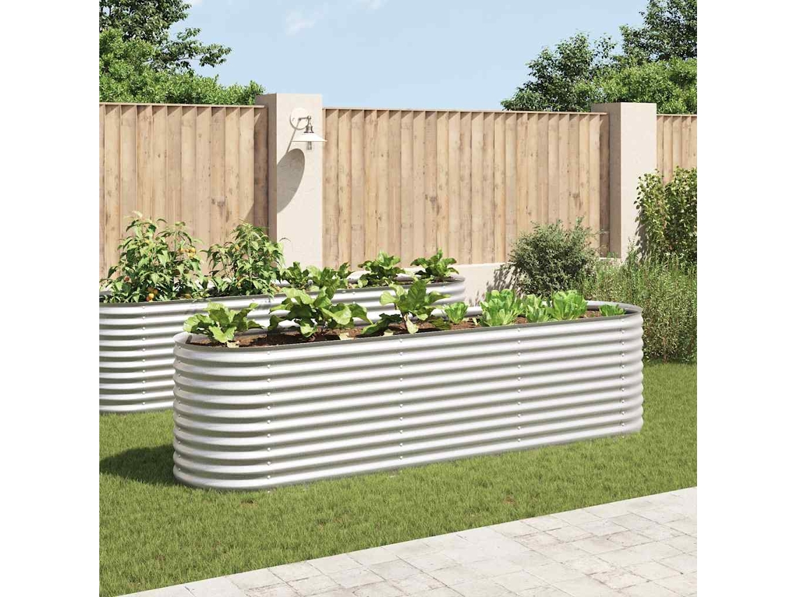 Vidaxl Canteiro Elevado De Jardim Aço Galvanizado 320x80x81cm Prateado