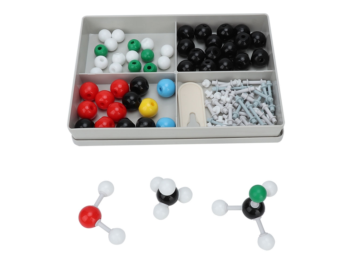 Kit De Modelos Moleculares Orgânicos Inorgânicos Com 122 Peças Para Estudantes E Professores