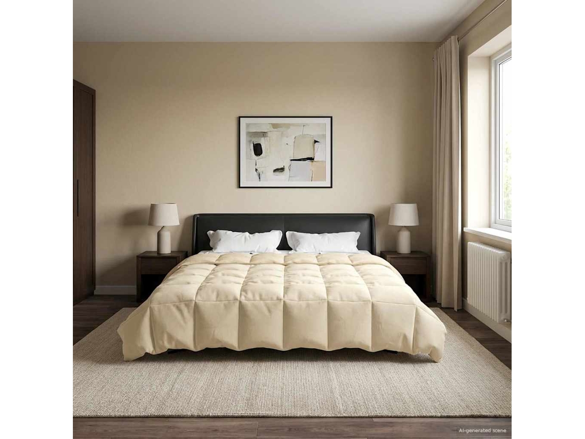 Vidaxl Edredom De Verão Simples Creme 200 X 200 Cm Microfibra