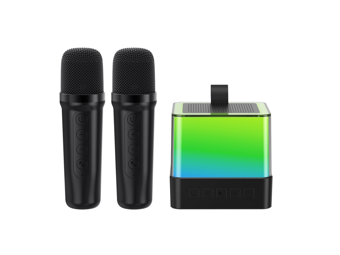 Mini Máquina De Karaokê, Caixa De Som Portátil Bluetooth Com 2 Microfones Sem Fio, Preta SUNNY SPACES