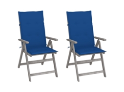 Vidaxl Cadeiras Jardim Reclináveis C/ Almofadões 2 Pcs Acácia Maciça