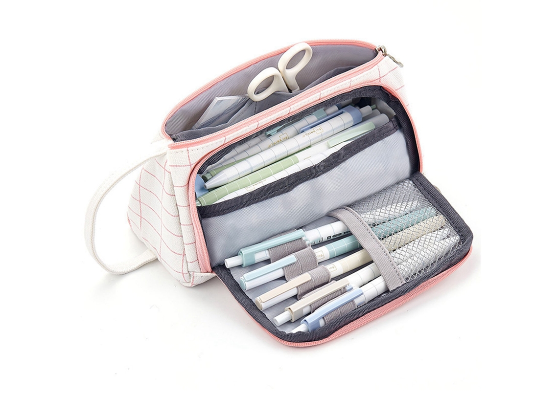 Bolsa De Armazenamento Para Lápis Com Grande Capacidade Multifuncional Estilo Escolar