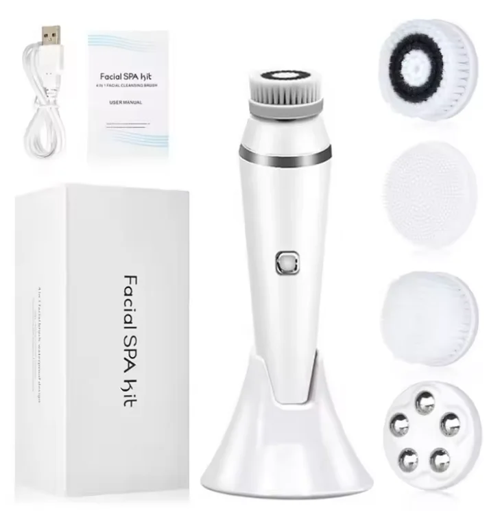 Escova elétrica rotativa para limpeza facial (branca) para limpeza do rosto e dos poros.