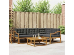 Vidaxl Conjunto De Sofás Para Exterior 5 Unid. Natural E Antracite