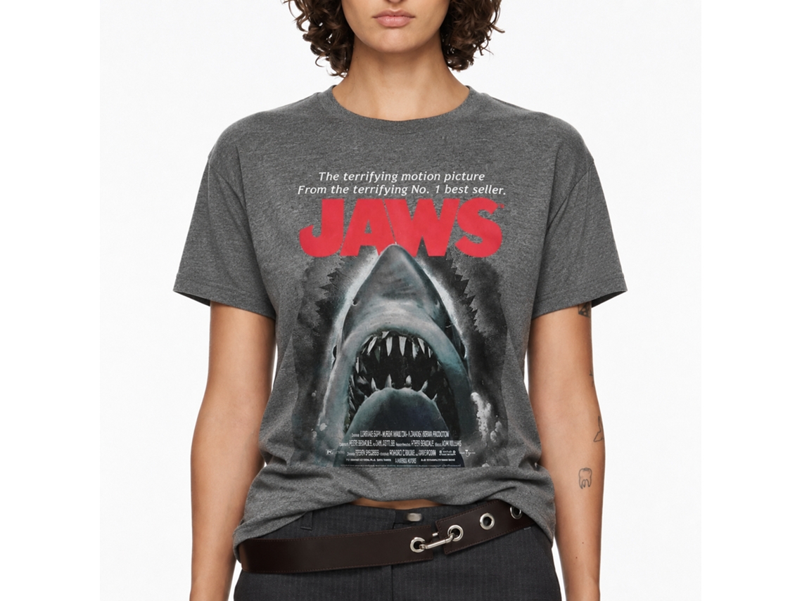 Rockinstone Jaws Movie Beware Heather Graphite Adult T-shirt Size:l