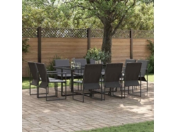 Vidaxl Conjunto de Jantar para Jardim 11 Pcs Preto Aço