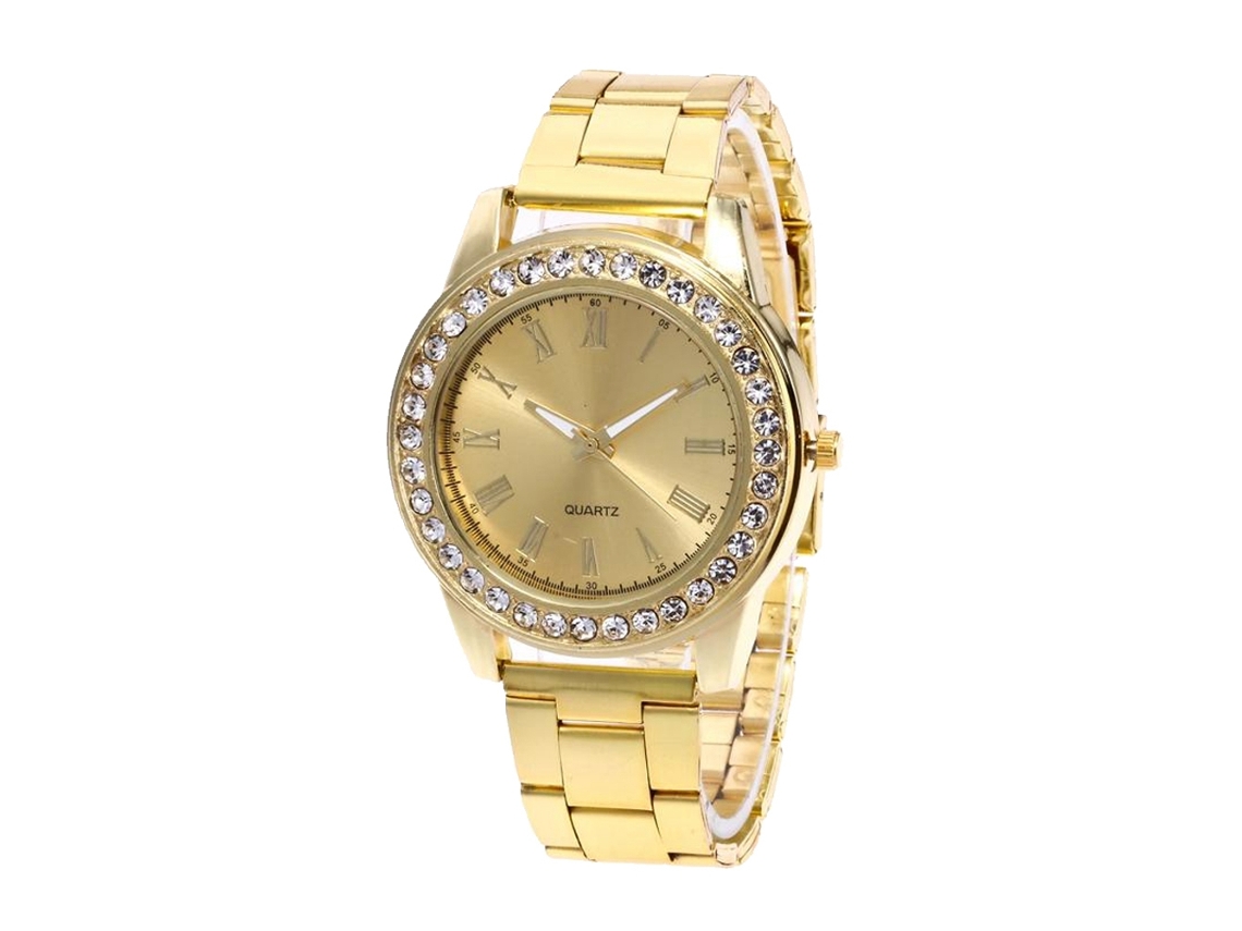 Relógio de Pulso Casual Unissex de Quartzo com Pulseira Ajustável Resistente e Fashion (dourado)