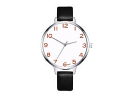 Relógio de Pulso Feminino Zhoulianfa Classic Quartzo Pulseira Couro Pu Preto