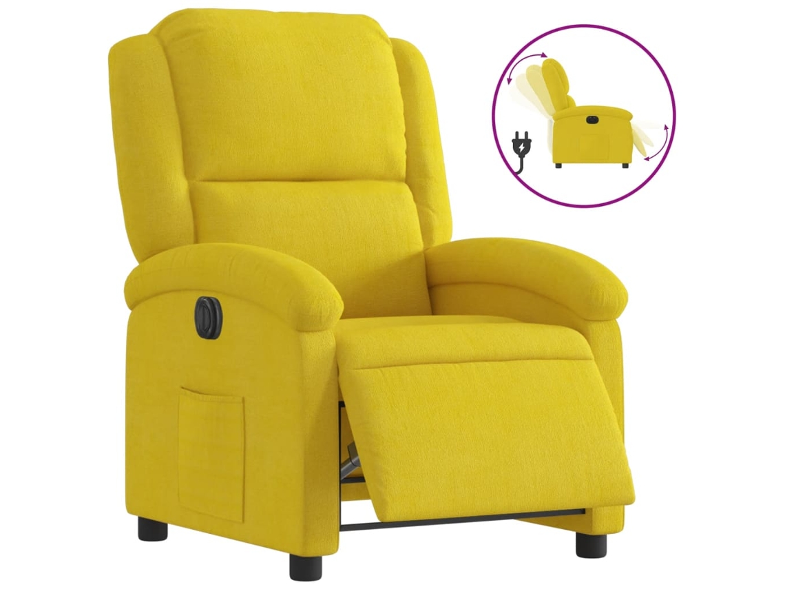 Electric Recliner Chair, Electric Recliner Chairs Vidaxl Amarelo Veludo