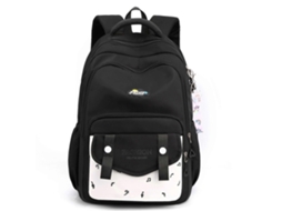 Mochila Feminina De Ombro Com Alça Dupla, Modelo 2023, Leve, Ideal Para Escola, Viagens E Uso Casual. Cor: Preta.