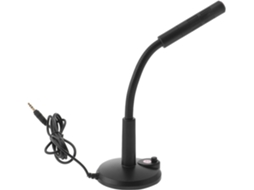 Microfone Leve E Fácil De Usar, Com Base De Mesa De Plástico Estável E Cabo Incluso.