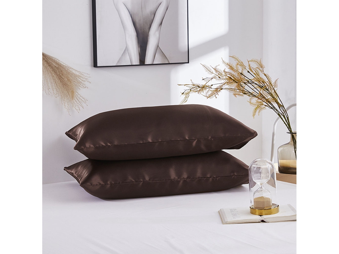 Silk-like Pillowcase (coffee Color, 51*76cm) Eoocoo