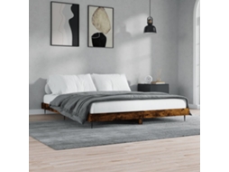 Vidaxl Estrutura De Cama Sem Colchão 200x200 Cm Carvalho Fumado
