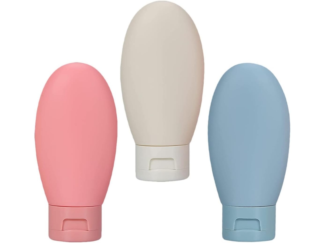 Conjunto de 3 Jarras de Silicone Recarregáveis de 60ml, Leves e Portáteis.