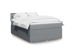Vidaxl Cama Com Molas/colchão 140x200 Cm Tecido Cinzento-claro