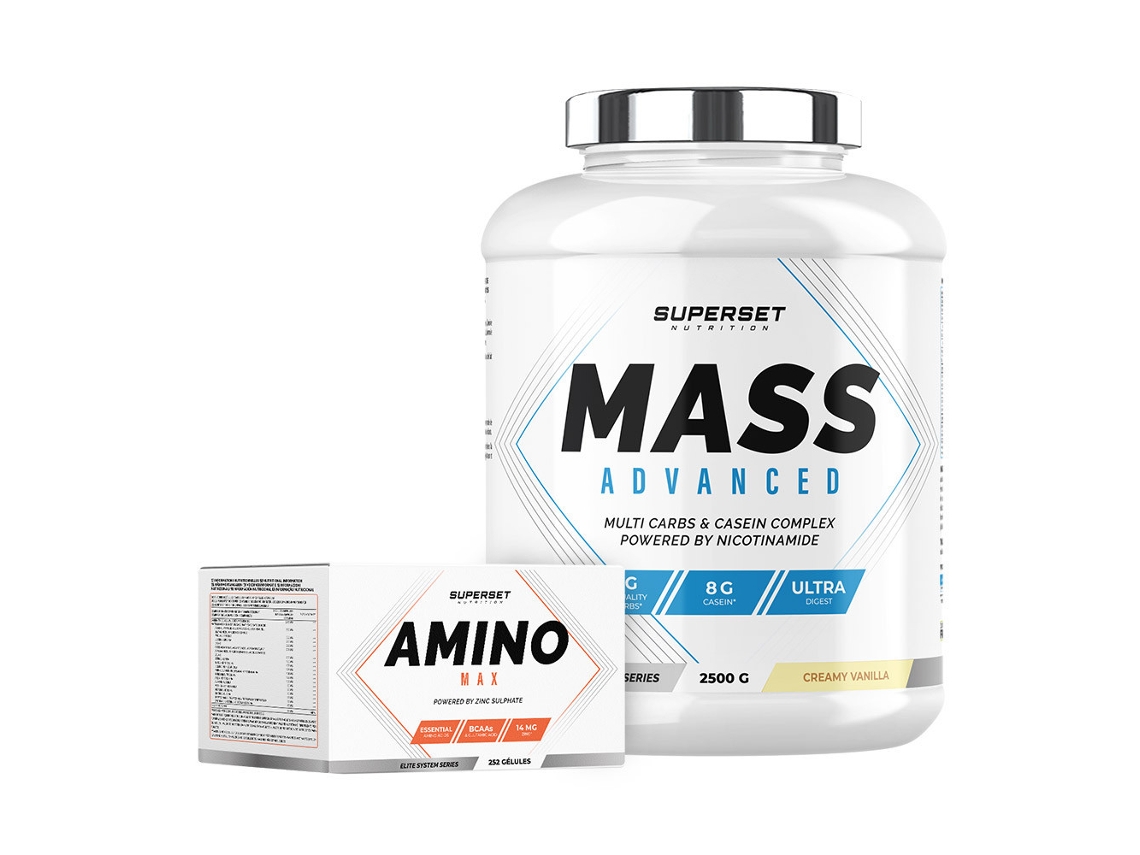 Programa De Massagem Para Iniciantes Mass Advanced 2,5kg Creme Baunilha Amino Max Superset Nutrition
