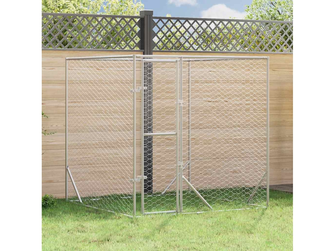 Vidaxl Canil De Exterior 2x2x2 M Aço Galvanizado Prateado