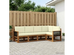 Vidaxl Conjunto De Sofás Para Exterior 5 Unid. Natural E Creme