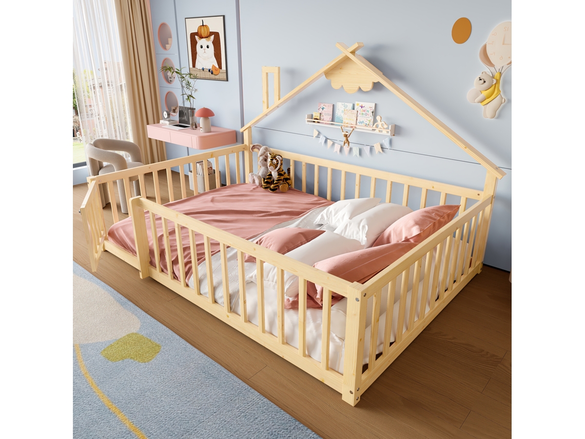 Cama Casinha 140x190 Pinho Natural Grades